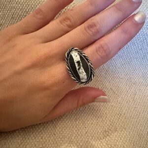 White Buffalo and Sterling Silver ring